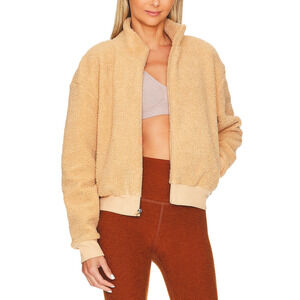 Beyond Yoga 'Brave' Beige Polyester The Elements Sherpa Bomber Size XS